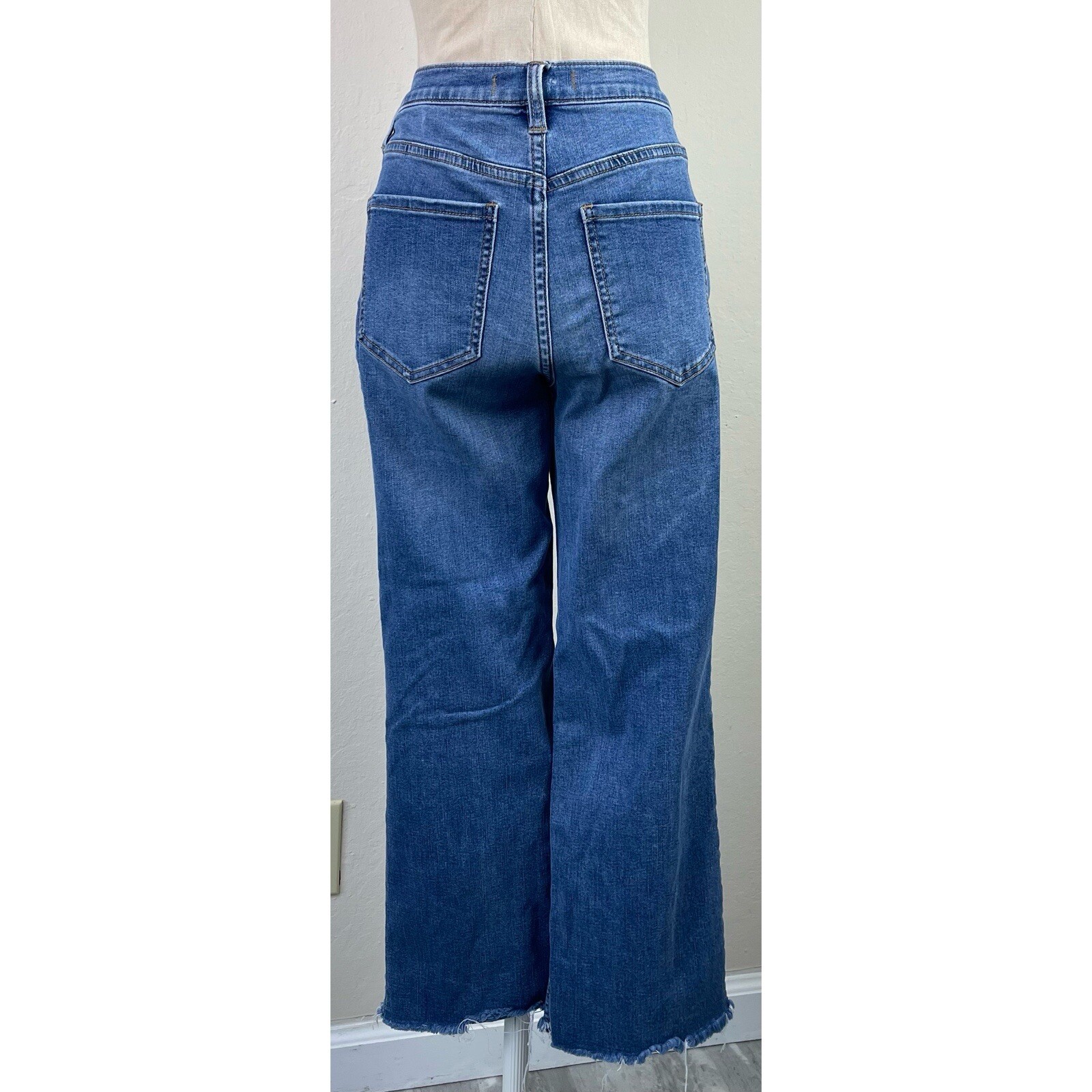 Free People Button Fly Split Raw Hem Straight Jea… - image 3