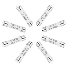 Ceramic Cartridge Fuses 6A 500V 6x30mm Fast Blow for Energy Saving Lamp 8pcs
