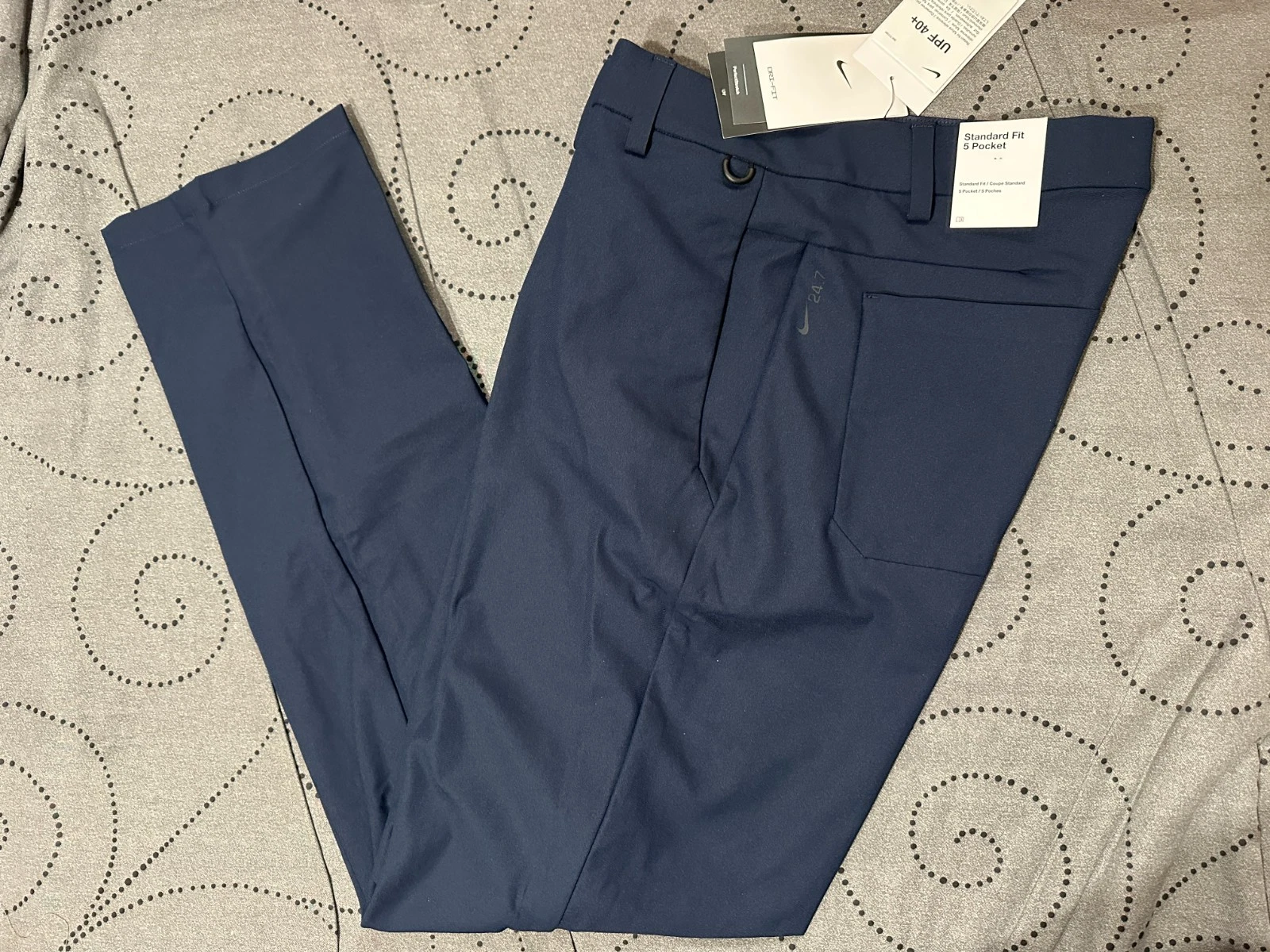 NIKE 24.7 GOLF SLIM #451 D. BLUE PANTS SIZE 36 x 34 MEN NWT $125 & DEFECT INSEAM