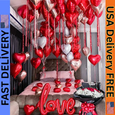 Valentines Day Balloons Kit Anniversary Decorations with Love Foil Balloons H...