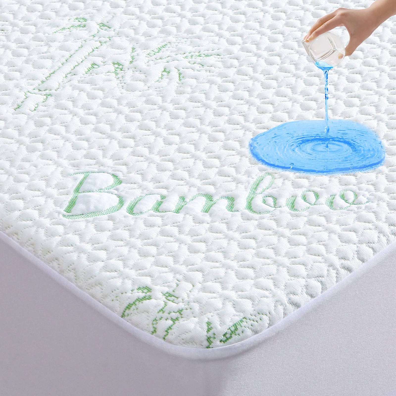 Breathable Bamboo Viscose Waterproof Queen Mattress Protector-image