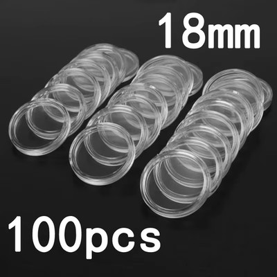 100 Stück 16-40Mm Transparente Runde Münz Aufbewahrung Sbox Kapseln Sammlung Mün