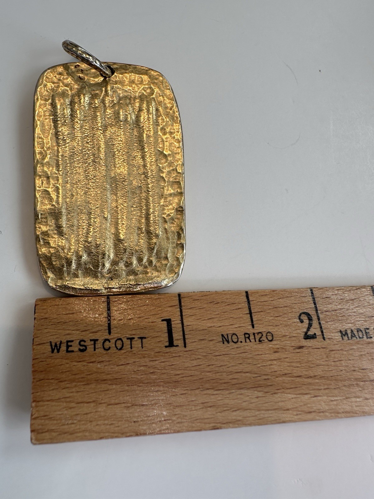 Vtg Aztec Inspired Gold Tone Rectangular Pendant … - image 5