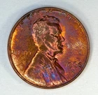 1968 D Lincoln Memorial cent rainbow toned unc