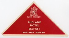 Midland Hotel Belfast Northern Ireland Ulster Transport Vintage Luggage Label