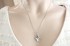 Vintage Sterling Silver Small Modernist Solid Cross Pendant On Chain Necklace