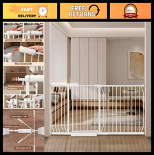 Extra Wide Baby Gate with Door, Pressure Mounted 57.5-71.6", No Drill, Walk-Thro