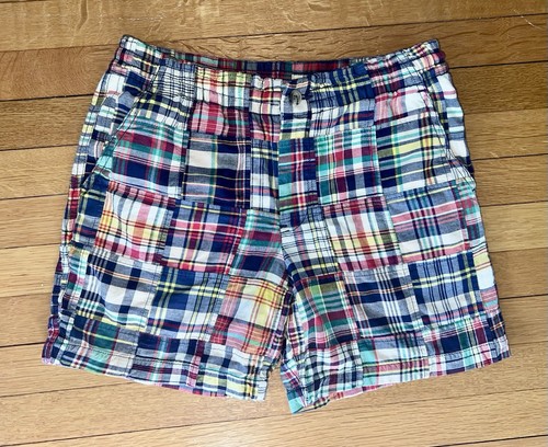 POLO RALPH LAUREN PATCHWORK MADRAS KARIERTE SHORTS JUNGEN GRÖSSE 14