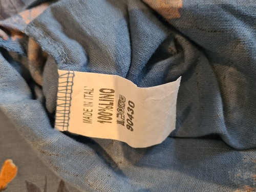 Made In Italy Tunic Top blue Floral Linen with Pockets One Size Plus UK 16-20 - Picture 10 of 11