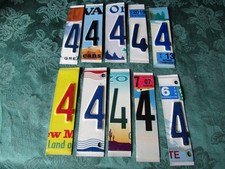 Lot  10 Cut Up 4's License Plate Numbers 4 Craft Pieces Four, for Making Signs