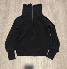 Varley Sweatshirt Womems XXS Black Quarter Zip Hawley Half Zip Sweat Double Soft