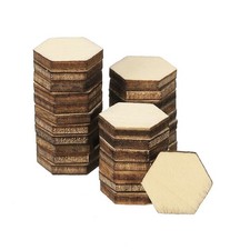 15mm Wood Pieces, 200 Pack Unfinished Hexagonal Wood Shapes Blank Wooden Cutouts