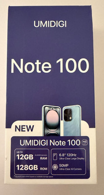 UMIDIGI Note 100 6.8'' 128GB Dual SIM 6+6GB Android Unlocked Smartphone WHITE