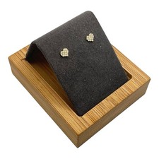 9ct 9K Yellow Gold Small Heart Stud Earrings With Cubic Zirconias. Brand New