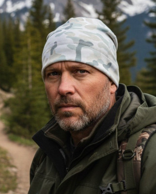White Urban Grey Subdued Camouflage Camo Fleece Beanie Watch Cap Hunting Hat