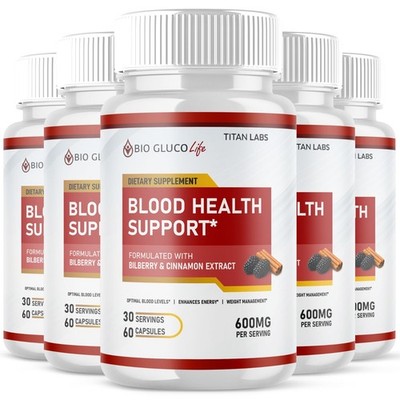 (5 Pack) Bio Gluco Life Advanced Blood Support Supplement BioGlucoLife 300 Caps