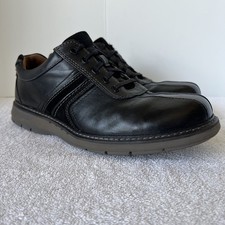 Clarks Un Ramble Unstructured Men?s Shoes Size 10W Black Gray Leather 