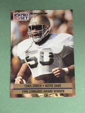 Chris Zorich Rookie 1991 Pro Set Notre Dame Fighting Irish #33 Z704
