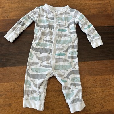 Carter s baby boy girl whale pajamas 9 months button-up footless