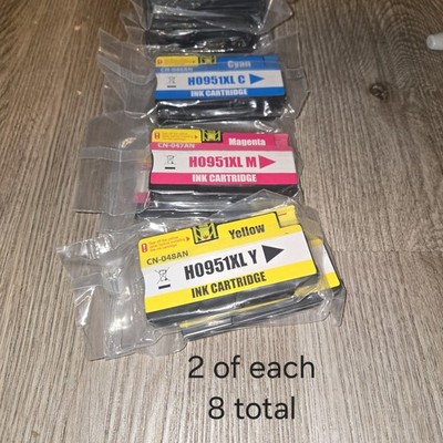 HP Office Jet Pro Printer Ink Lot 2 Yellow 2 Cyan 2 Magenta 2 Black  H0951XL 