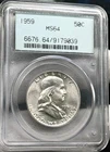537. 1959 P Franklin PCGS MS64  Old Green Holder Half Dollar