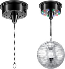 6RPM Rotating Disco Ball Mount Electric Motor with Lights 4 Colors for 6 8 12 In
