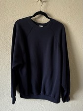 Vintage Tultex Navy Blue Sweatshirt Crewneck Pullover Raglan Sleeve 2XL USA