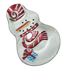Snowman Fused Glass Plate Tray Winter Christmas 13"x7.5" Serving Party Desserts