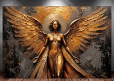 LEINWAND BILD ER XXL ABSTRAKT ENGELSFLÜGEL FLÜGEL ENGEL GOLD WAND POSTER P1028