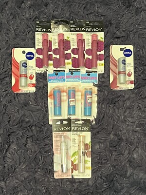 Lot Of 11 Lip Balms Revlon/Maybelline/Nivea
