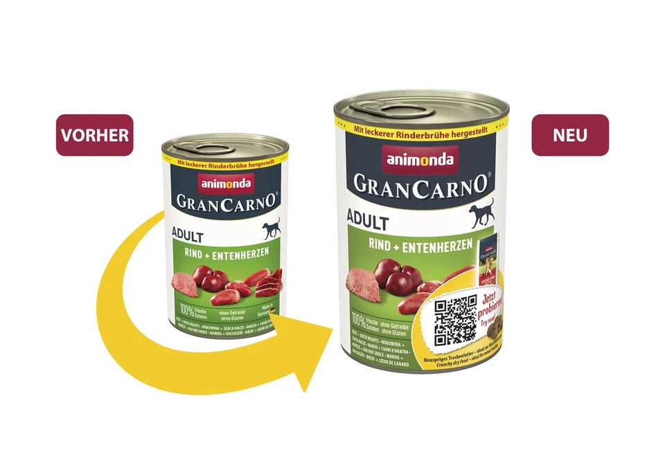 Hunde Nassfutter mit Rind + Entenherzen 6 x 400 g Hundefutter nass ohne Getre... - Bild 2 von 4