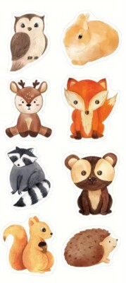 500 pc Sticker Seals Roll Cute Cartoon Wild Animal Racoon Deer Owl Self Adhesive