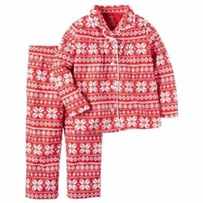 NWT Girls 7 CARTER'S Red Fair Isle Pajama Set Button Front Shirt
