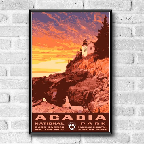Acadia Nationalpark Reiseposter/Postkarte Maine USA mehrere Größen - Bild 2 von 4