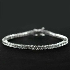 5 Ct 3 mm Round Cut Real Moissanite Wedding Tennis Bracelet 925 Sterling Silver