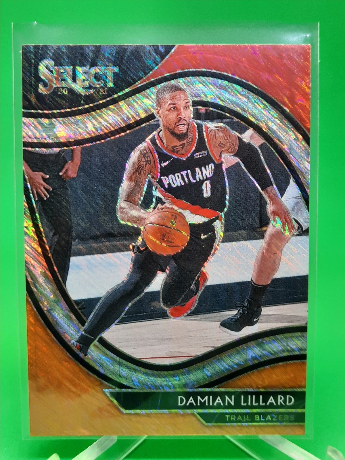 Damian Lillard 2020-21 Select Red White Orange Shimmer Prizm #248 Trail Blazers