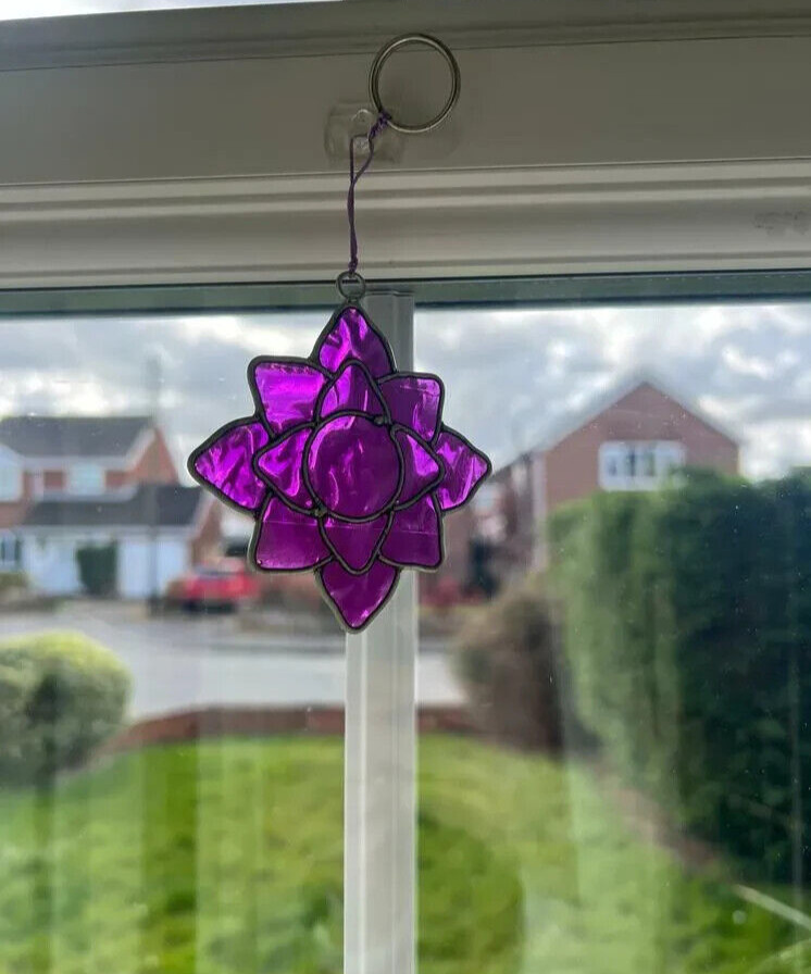 Chakra Sun Catcher Crown Chakra Purple Symbol Mini Stained Glass Suncatcher