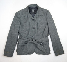 RAFAELLA Women's Blazer Size 8P Gray Belted Pockets Business Career
