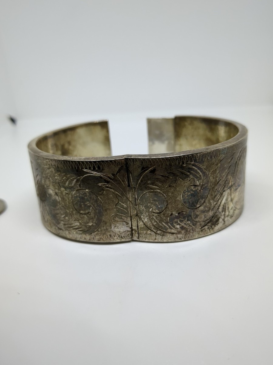 vintage silver bangle　Bracelet　バングル　925 2 Pc Vintage Sterling Silver Bangle Bracelet Lot Floral