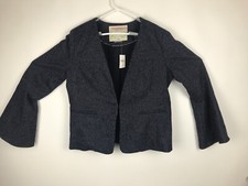 NWT 148 Anthropologie Cartonnier Sz 14 Wool Blend Pinstripe Bell Sleeve Jacket