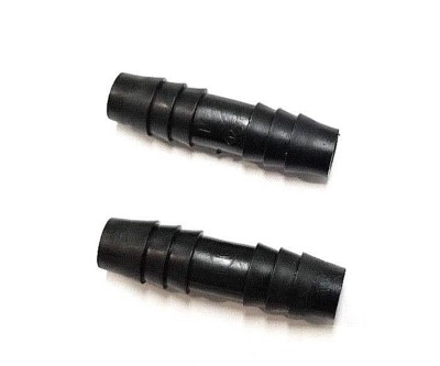 (2) Two 3/8'' Hose ID x 3/8'' Hose ID Black HDPE Plastic Connector