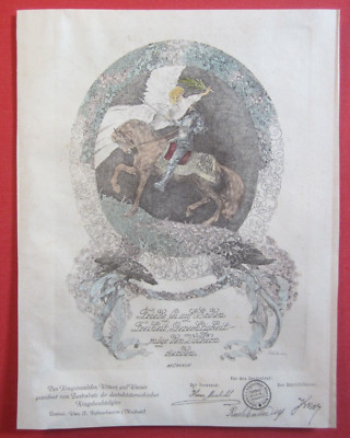 Orig. Urkunde Radierung Kriegsinvaliden Deutsch-Österreich Erhard Amadeus Dier