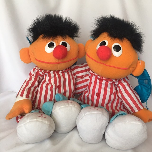 Two (2) Talking Sleepy Time Snoring Ernie Tyco Plush Doll Bedtime