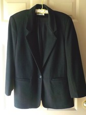 BLACK ALFRED DUNNER 1 BUTTON WOOL BLAZER SIZE 12 EXCELLENT PREOWNED CONDITION
