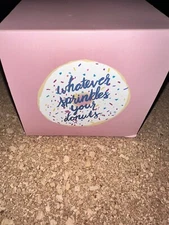 NEW About Face Designs “Whatever Sprinkles Your Donuts” Ceramic Pink Mug