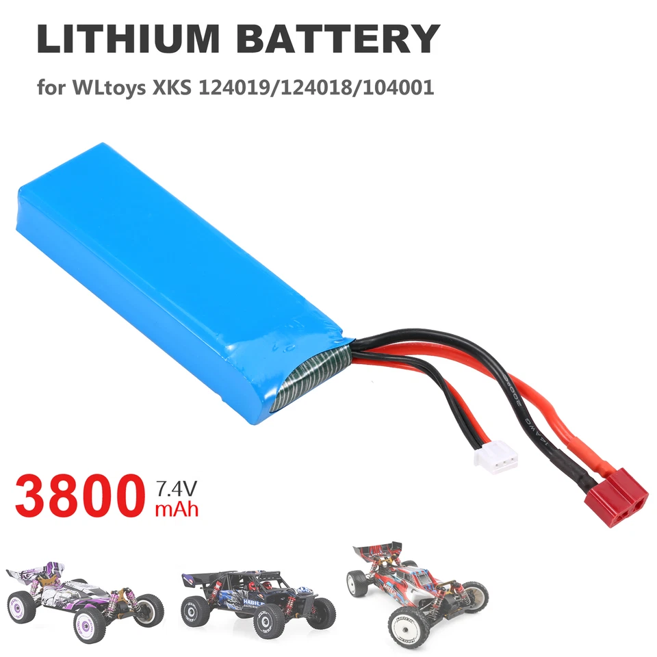 MARKENLOS 3800mAh 7,4V Batterie Lipo Akku Deans T Stecker für WLtoys 1/14 144001 RC Auto