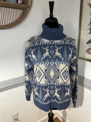 United States Sweaters Women Large Turtleneck Artic Reindeer