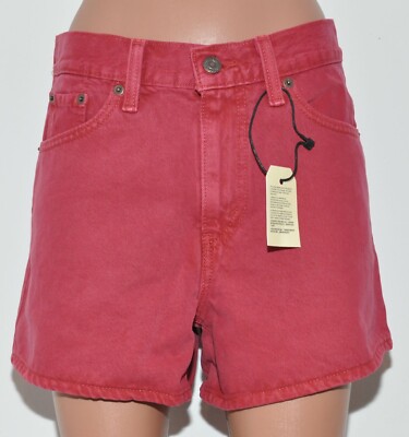 Dame Levis Jeans Denim 80S Mom Shorts in Rot Größen W26 W27 W28 W29 W30