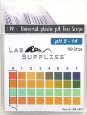 pH Test Strips, Universal Application, pH 0-14, 1 pH Intervals, 100 Strips