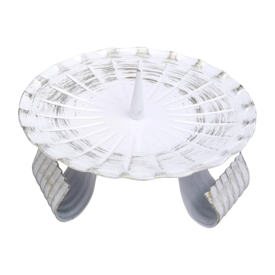 Kerzenleuchter Ø12cm Eisen Dreifußleuchter mit Dorn Altarleuchter Weiss/Gold